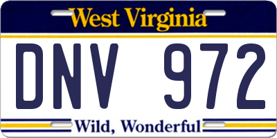 WV license plate DNV972
