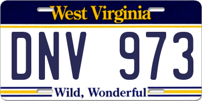 WV license plate DNV973