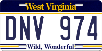 WV license plate DNV974