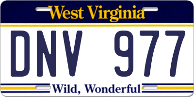 WV license plate DNV977