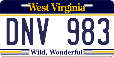 WV license plate DNV983
