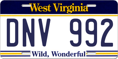 WV license plate DNV992
