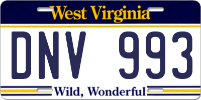 WV license plate DNV993