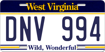 WV license plate DNV994
