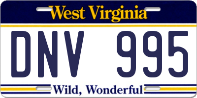 WV license plate DNV995