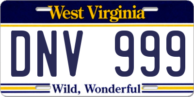WV license plate DNV999