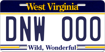 WV license plate DNW000