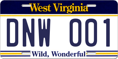 WV license plate DNW001