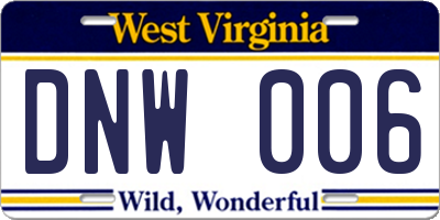 WV license plate DNW006