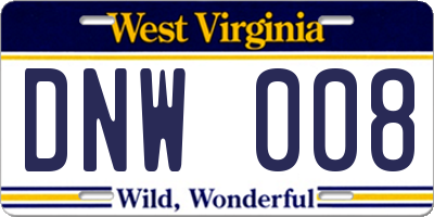 WV license plate DNW008