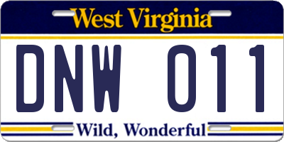 WV license plate DNW011