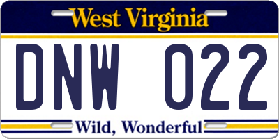 WV license plate DNW022