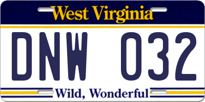 WV license plate DNW032