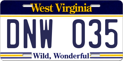 WV license plate DNW035