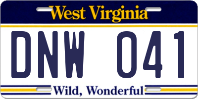 WV license plate DNW041