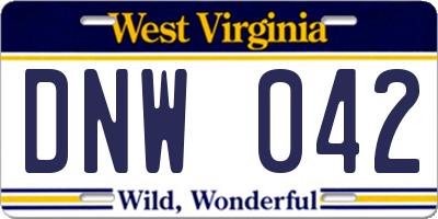 WV license plate DNW042