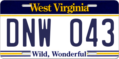 WV license plate DNW043