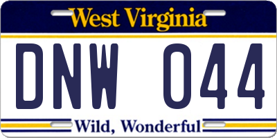 WV license plate DNW044