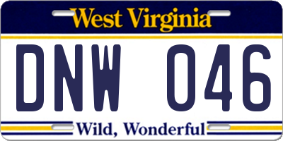 WV license plate DNW046