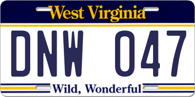 WV license plate DNW047