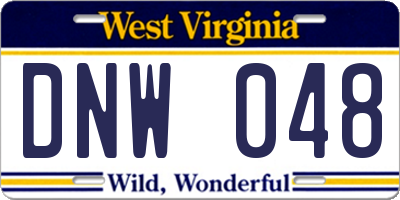 WV license plate DNW048