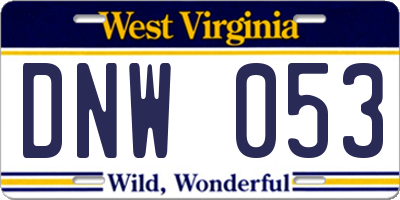 WV license plate DNW053