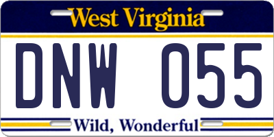 WV license plate DNW055