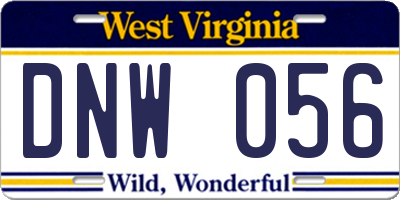 WV license plate DNW056