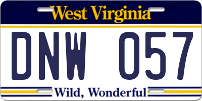 WV license plate DNW057