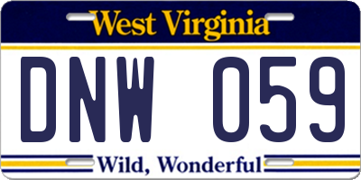 WV license plate DNW059