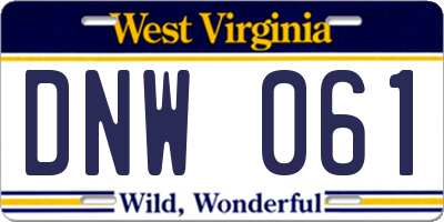 WV license plate DNW061