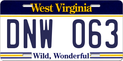 WV license plate DNW063