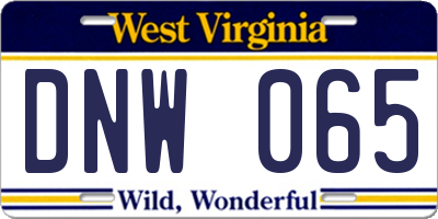 WV license plate DNW065