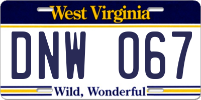 WV license plate DNW067