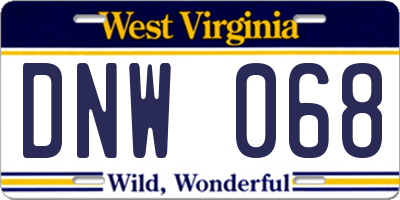 WV license plate DNW068