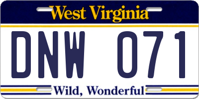 WV license plate DNW071