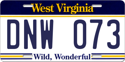 WV license plate DNW073