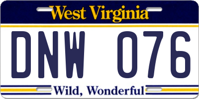 WV license plate DNW076