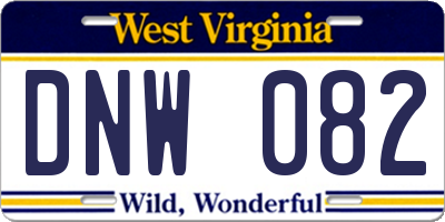 WV license plate DNW082