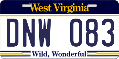 WV license plate DNW083