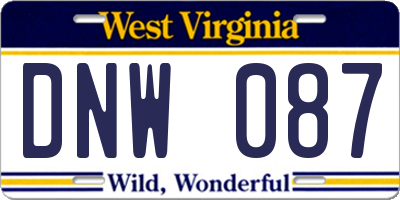 WV license plate DNW087
