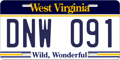 WV license plate DNW091