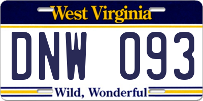 WV license plate DNW093