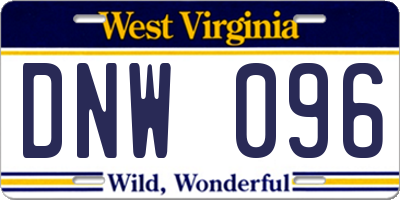 WV license plate DNW096