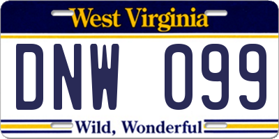 WV license plate DNW099