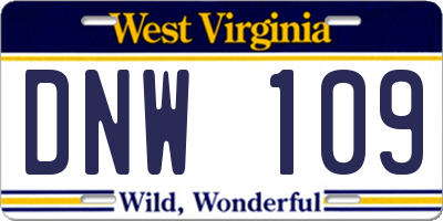 WV license plate DNW109