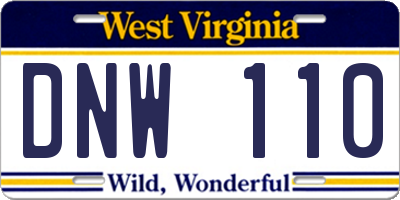 WV license plate DNW110