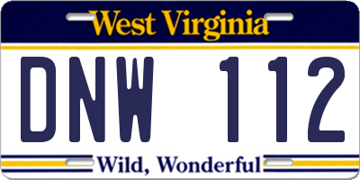 WV license plate DNW112