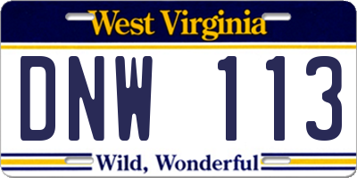 WV license plate DNW113