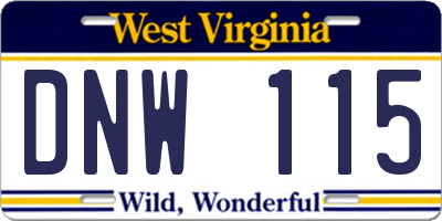 WV license plate DNW115